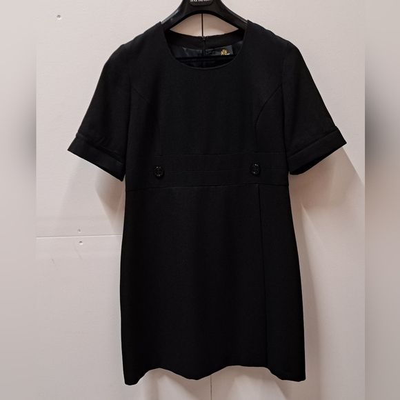 El Cortes Ingles Dresses & Skirts - El Cortes Ingles Women's Dress Shift Midi Vintage Black Short Sleeve Size Medium